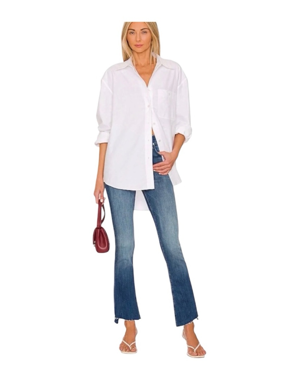 Mother Jeans The Run Away Step Fray A Night in Havana Blue Wash Size 27